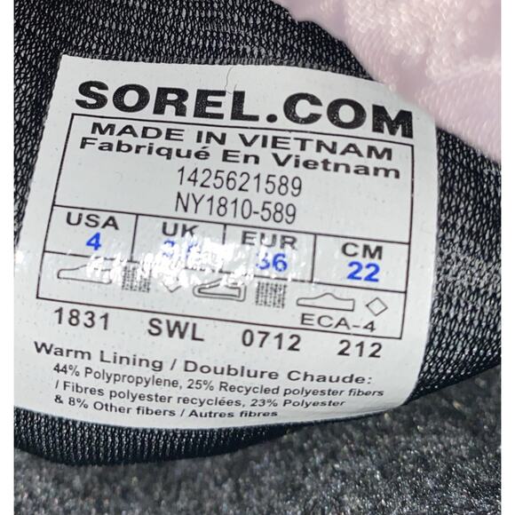 Sorel Flurry Pink Insulated Waterproof Snow Boots Kids Youth Size 4 - Picture 8 of 9